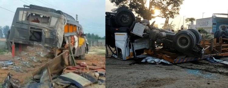 ट्रेलर ने खड़ी बस को मारी ठोकर : एक बच्चे समेत 8 की मौत...