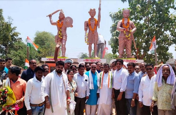 मंत्री लखमा ने रानी दुर्गावती, वीर गैंद सिंह व गुंडाधुर की प्रतिमाओं का अनावरण किया