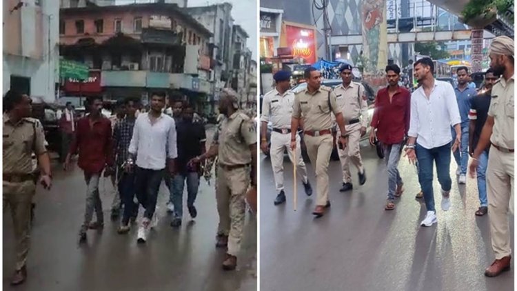 दो पक्षों के बीच हिंसक झड़प में जमकर चले तलवार, चाकू और फरसा, पुलिस ने आरोपितों का निकाला जुलूस