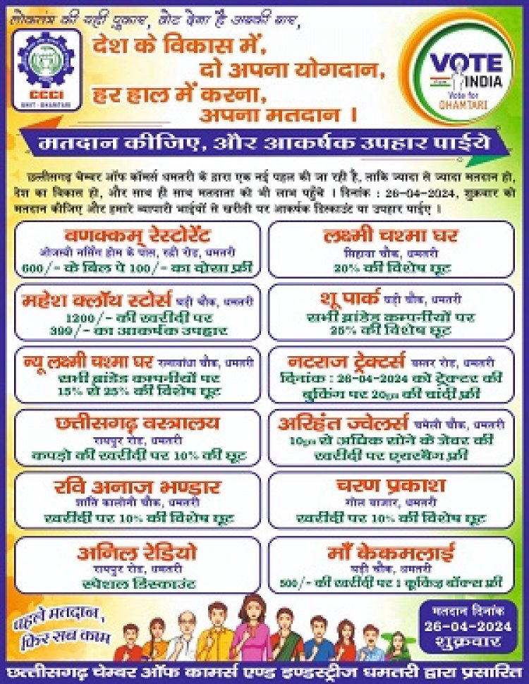 मतदान कर अमिट स्याही दिखाने पर मतदाताओं को मिलेगा डिस्काउंट