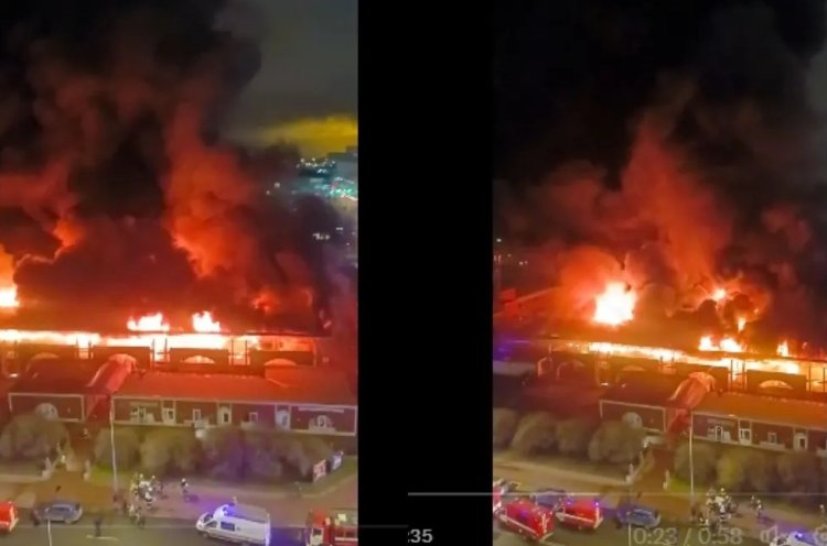 रूस सेंट्स पीट्स बर्ग पर भीषण हमले के बाद लगी भयानक आग