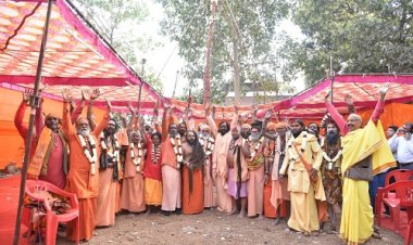 सनातन आस्था का प्रतीक धर्म ध्वज लोमष ऋषि आश्रम में लहराया