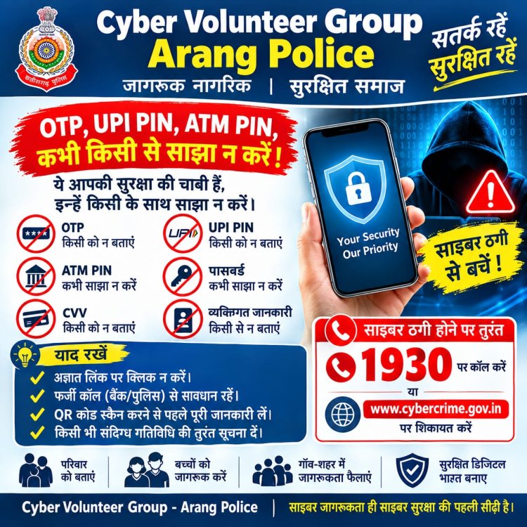 साइबर ठगी से बचने पुलिस ने किया जागरूक, OTP और UPI पिन साझा न करने की अपील
