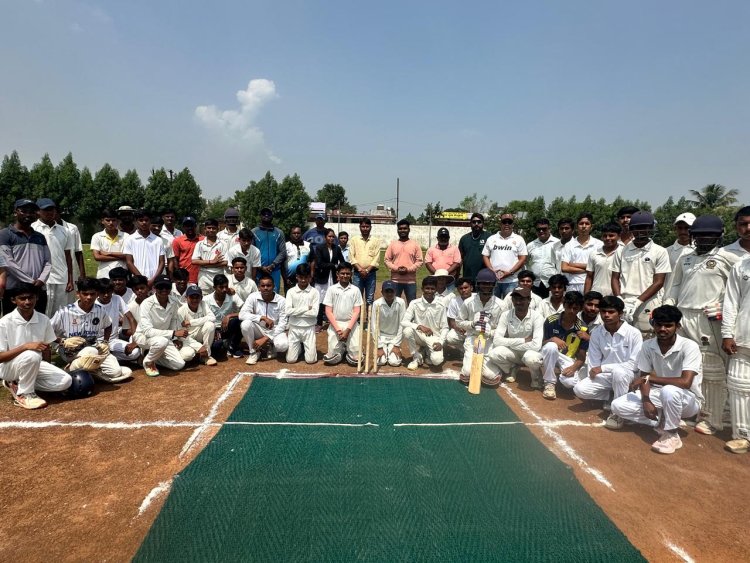 मंदिर हसौद में जिला स्तरीय अंडर-17 शालेय क्रिकेट प्रतियोगिता का शुभारंभ